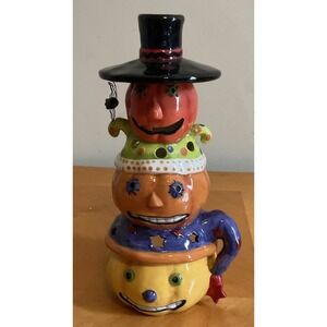 3‎ Stacked Pumpkins Tea Light Candle Holder, Ceramic Unbranded